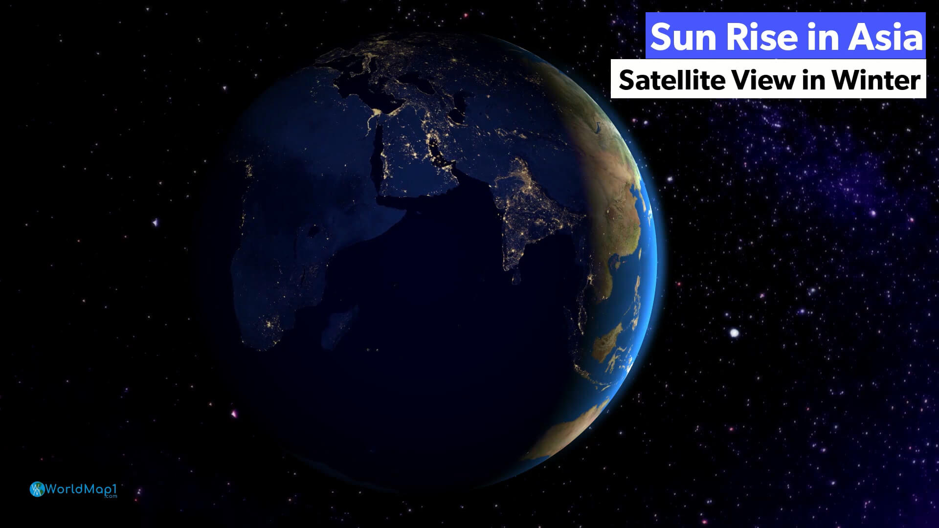 Sun Rise in Asia Satellite View